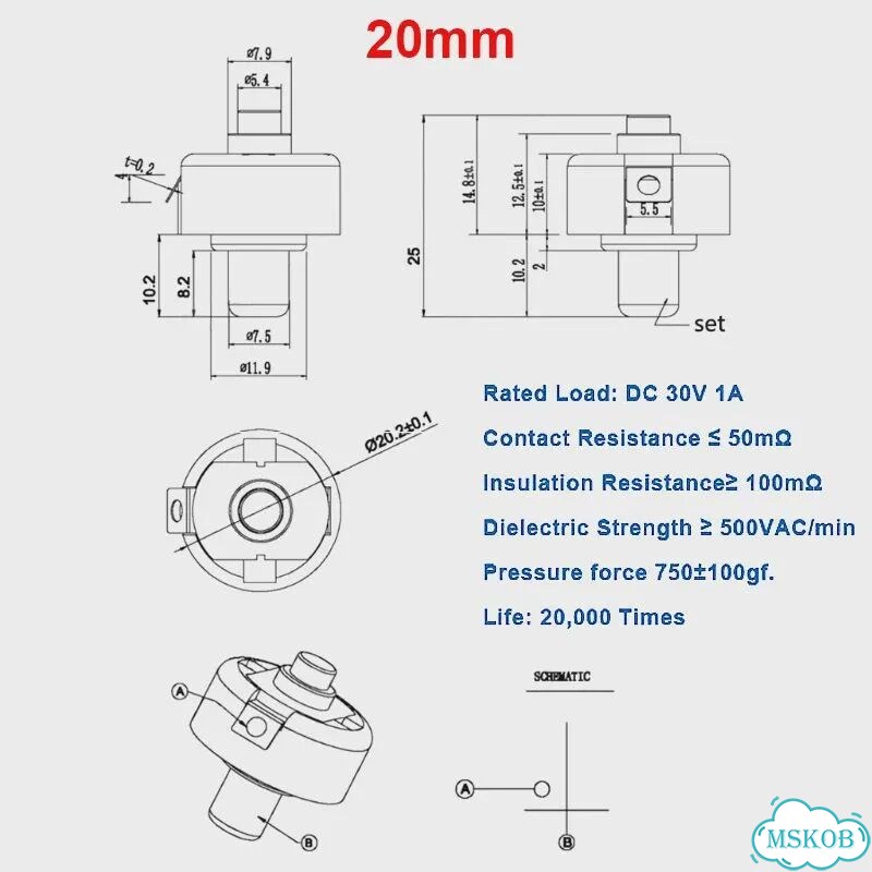 Переключатель для фонарика C8 501B Q5 T6 20mm switch with cap фото 6