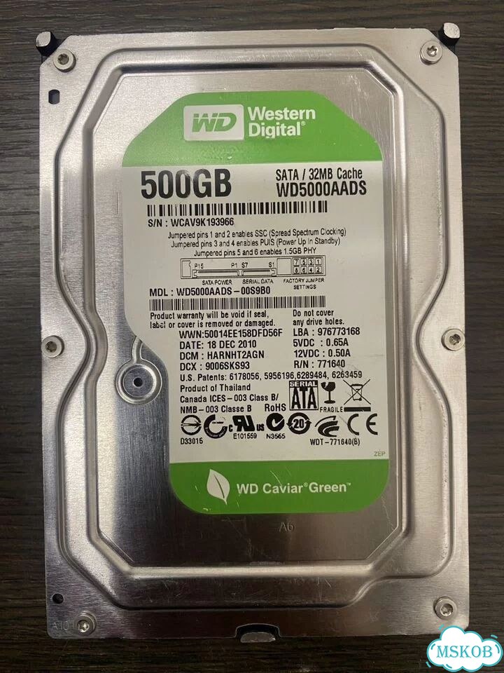 WD Caviar Green 500gb we5000aads SATA 100% раб фото 1
