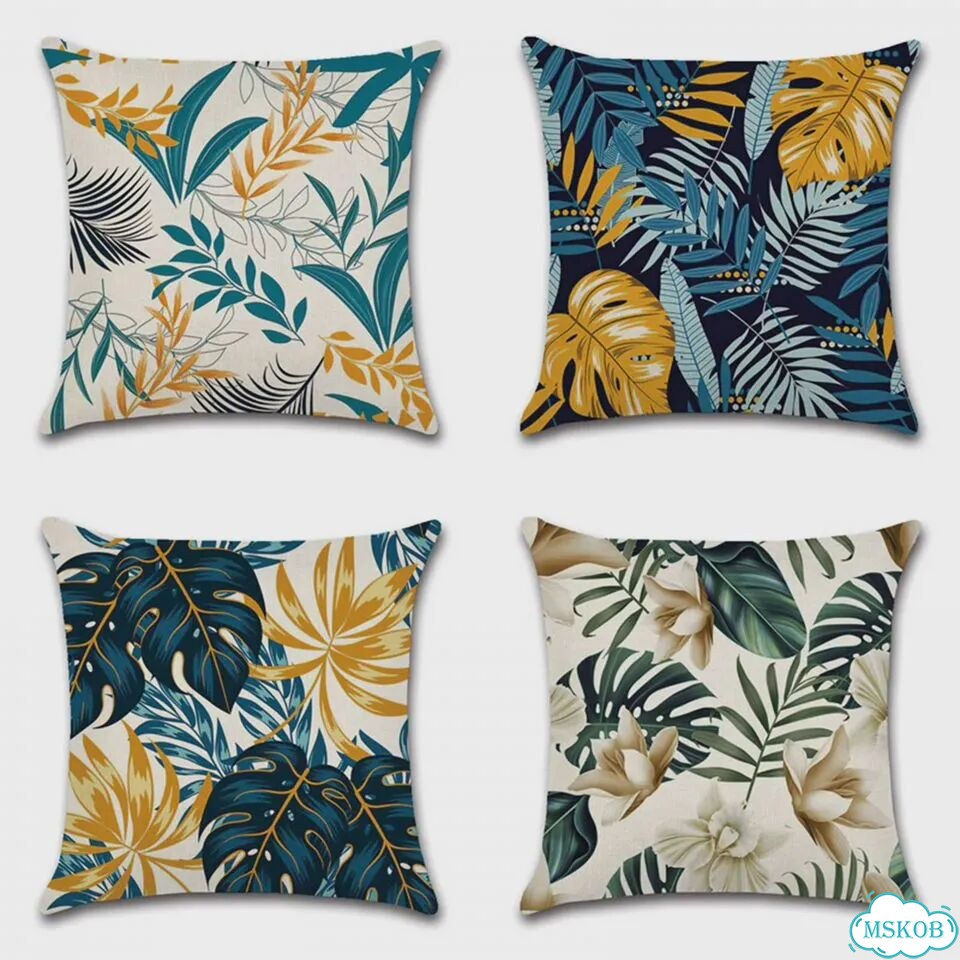 Декоративная подушка для дома Ins Gold Geometry Plant из 35x35cm only cover, Бирюзовый, 024 фото 3