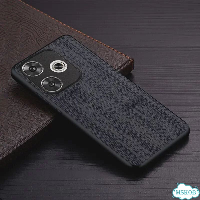 Чехол для Poco F6 Pro Poco F6, чехол из бамбука с деревянным узором, Серый, Dark Gray, Poco F6 Pro фото 4