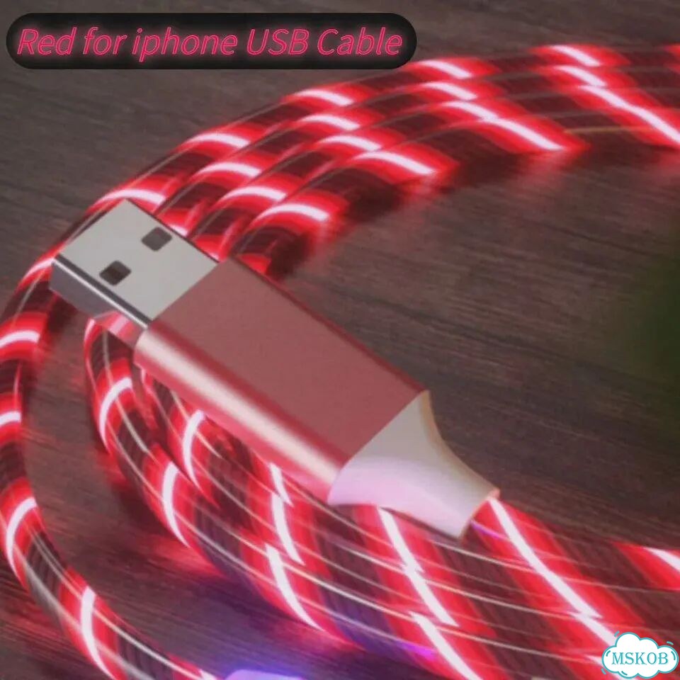 Кабель для зарядки и передачи данных с LED-подсветкой, 1м/2м, 2.4A, USB, для iPhone 14, 13, 12, 11 P фото 1