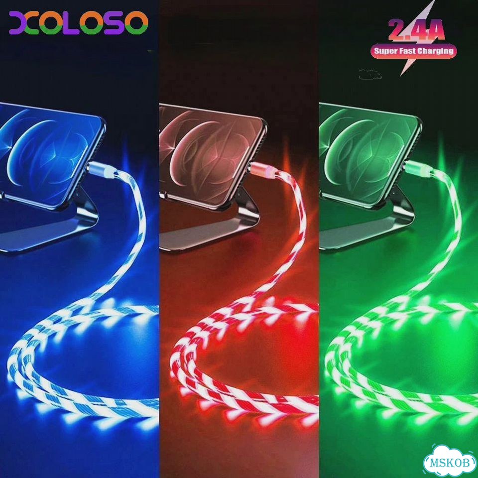 Кабель для зарядки и передачи данных с LED-подсветкой, 1м/2м, 2.4A, USB, для iPhone 14, 13, 12, 11 P фото 2