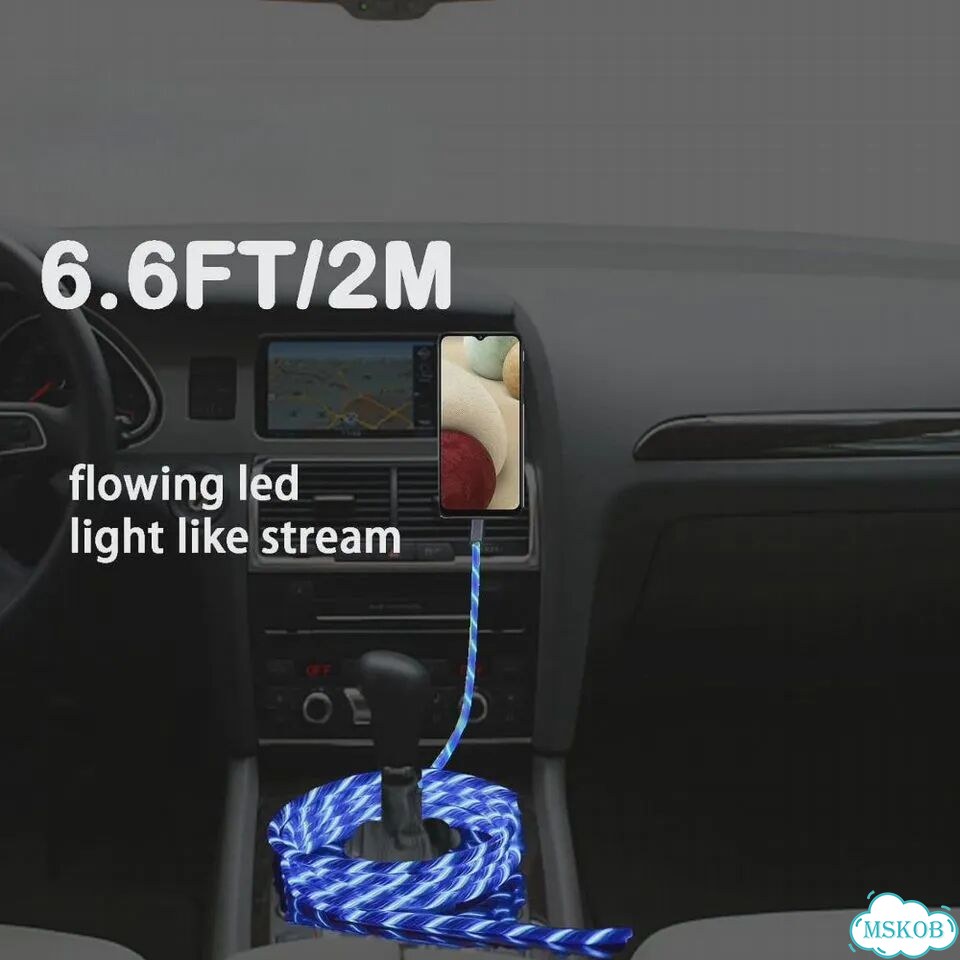 Кабель для зарядки и передачи данных с LED-подсветкой, 1м/2м, 2.4A, USB, для iPhone 14, 13, 12, 11 P фото 5