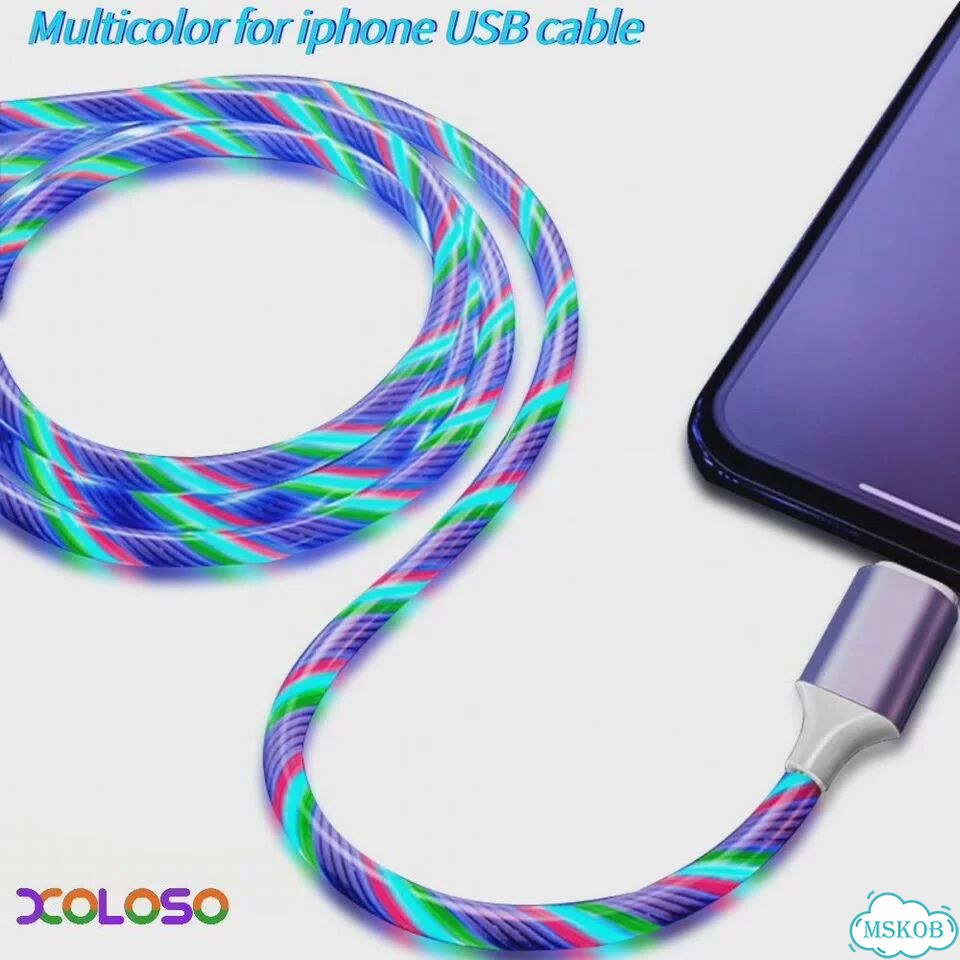 Кабель для зарядки и передачи данных с LED-подсветкой, 1м/2м, 2.4A, USB, для iPhone 14, 13, 12, 11 P фото 7