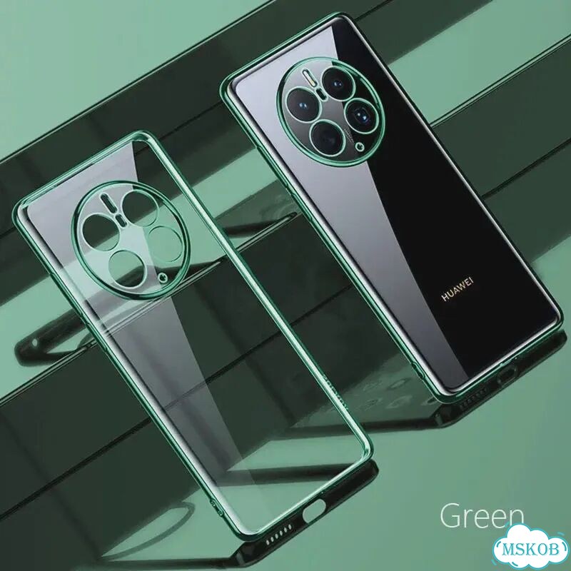 Чехол для Mate 50 Pro, роскошный, с покрытием, мягкий, Зеленый, Plating Green, For Mate 50 фото 1