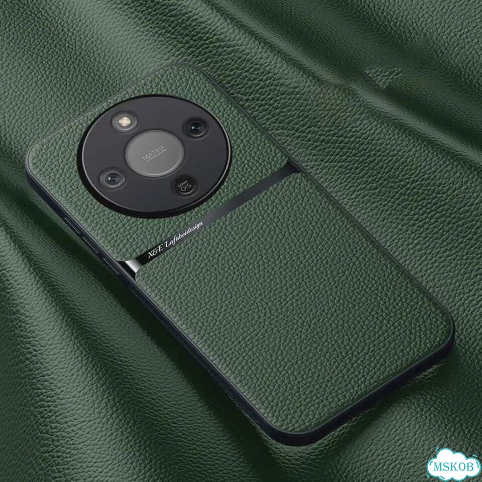 Чехол для Honor X9C темно-зеленый, кожаный узор фото 1
