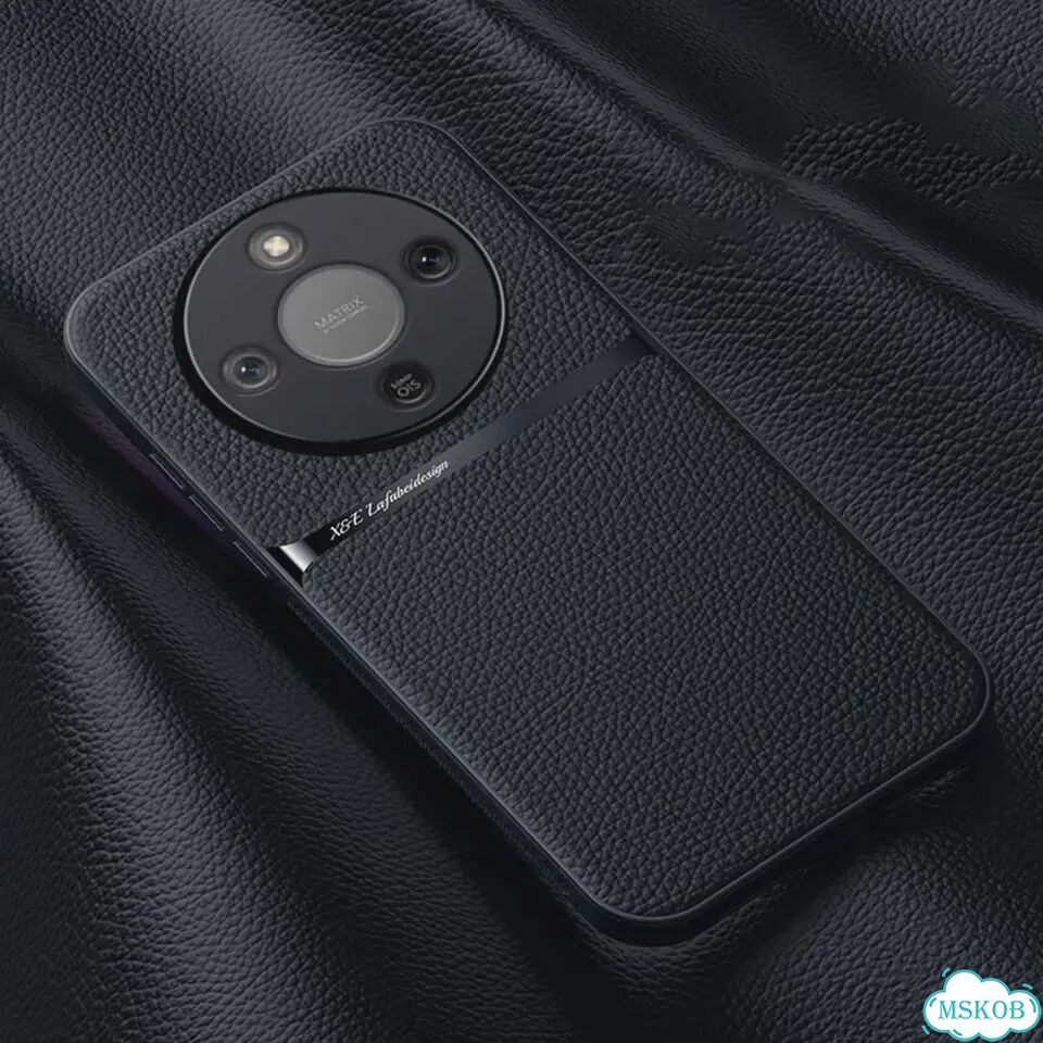 Чехол для Honor X9C темно-зеленый, кожаный узор фото 3