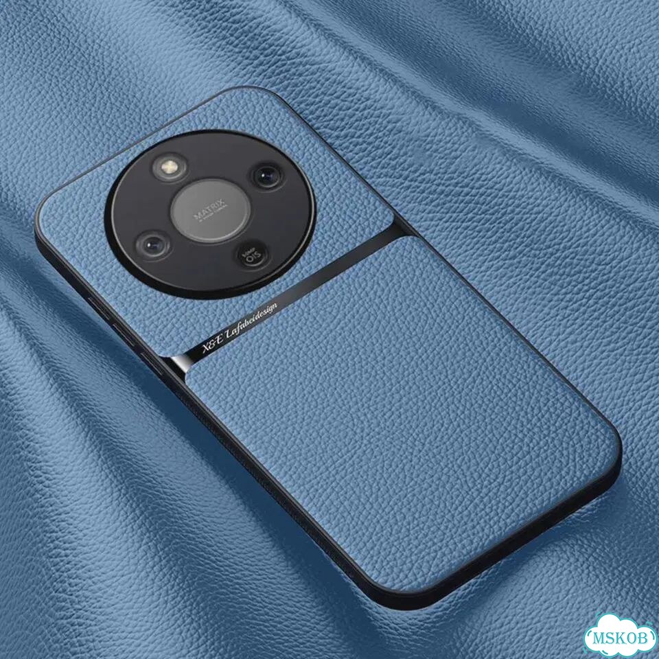 Чехол для Honor X9C темно-зеленый, кожаный узор фото 4