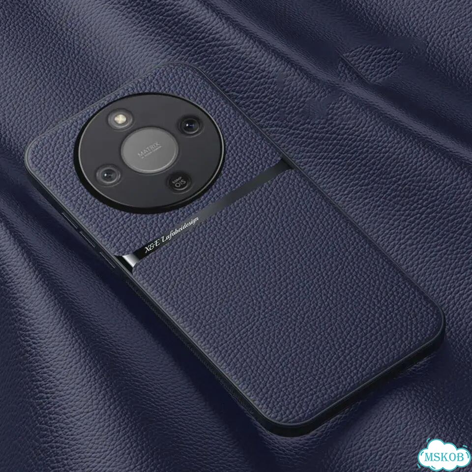Чехол для Honor X9C темно-зеленый, кожаный узор фото 5