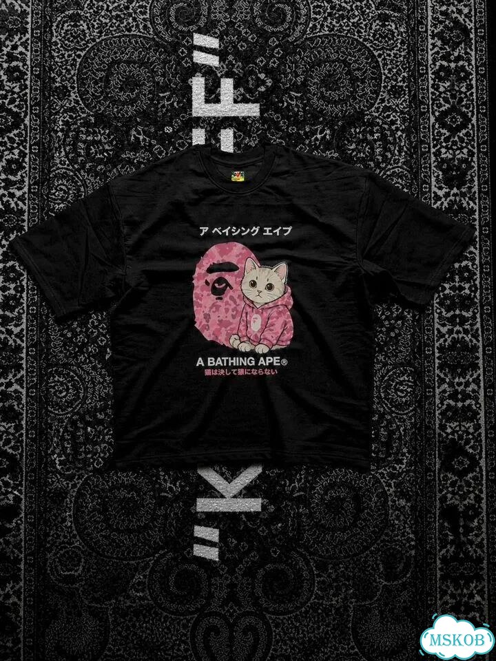 Футболка Bape Pink Kitty чёрная фото 1