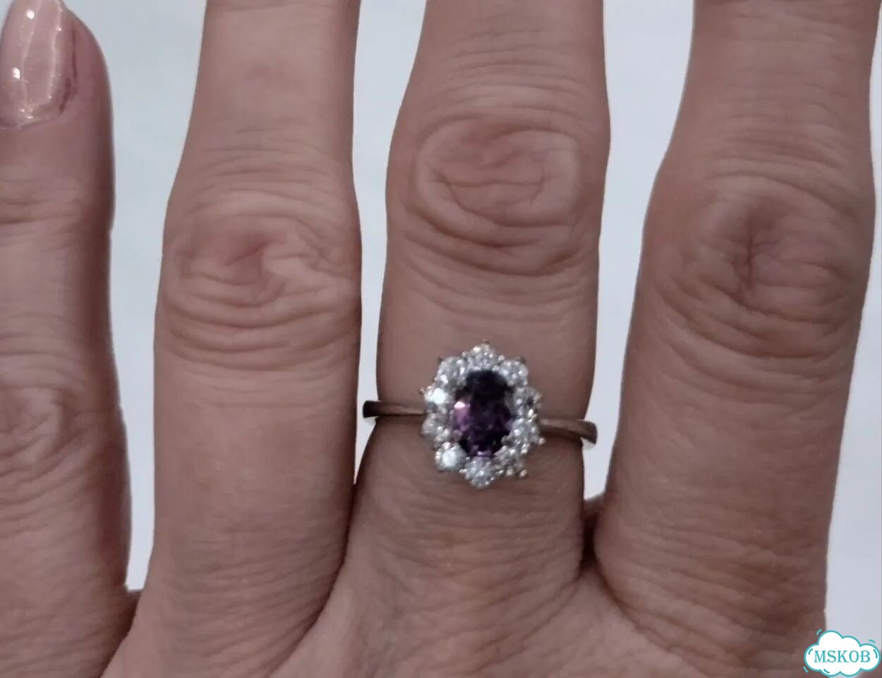 Серебряное женское кольцо с аметистом, 18р фото 2