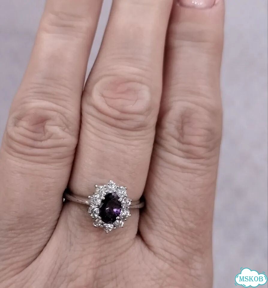 Серебряное женское кольцо с аметистом, 18р фото 3