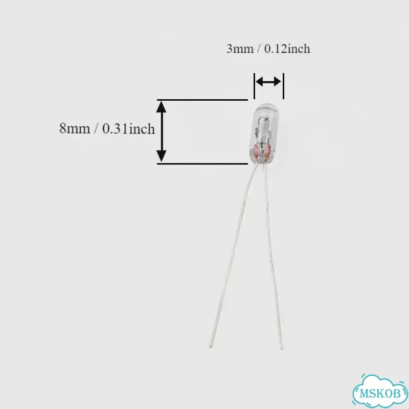 Auforalter мини лампочки накаливания Эдисон 25 шт 3 мм 6 В 9 В 12 В 24 В 3MM 25Pcs, 12V фото 1
