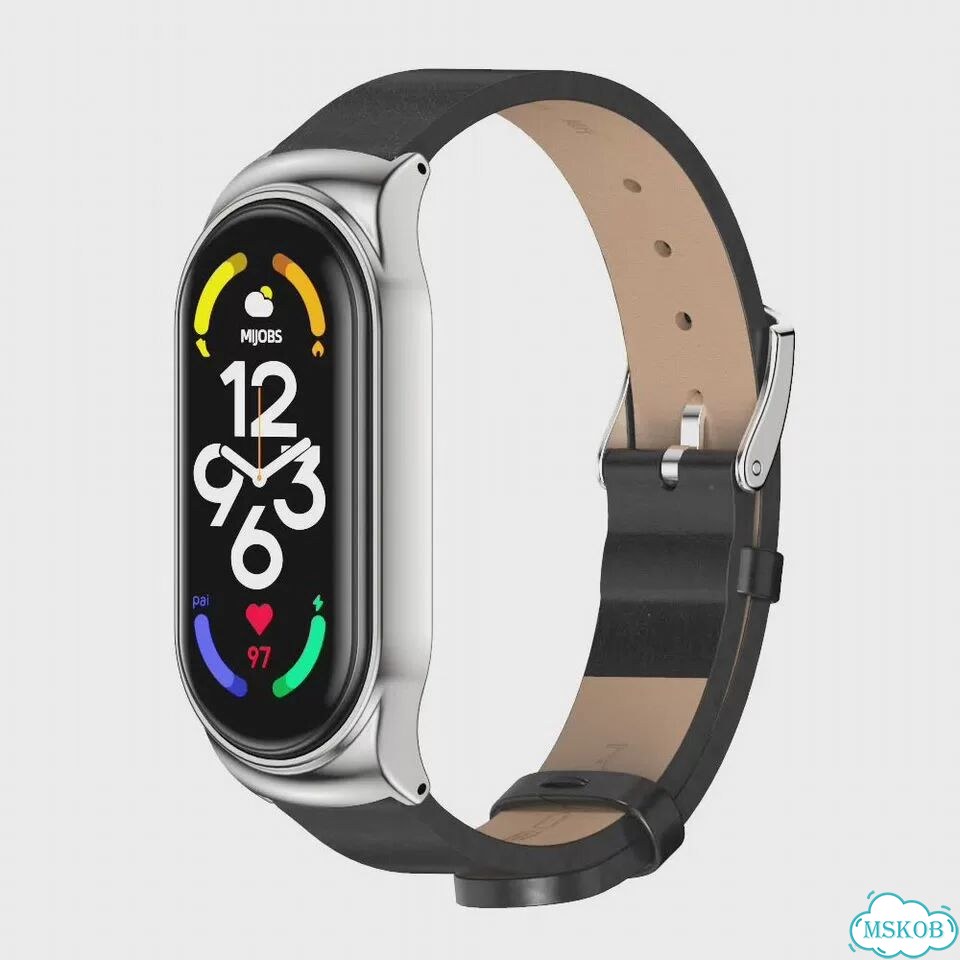 Ремешок для Mi Band 10 9 8 7 6 5 mijobs For Mi Band 8, CS Black Silver фото 1