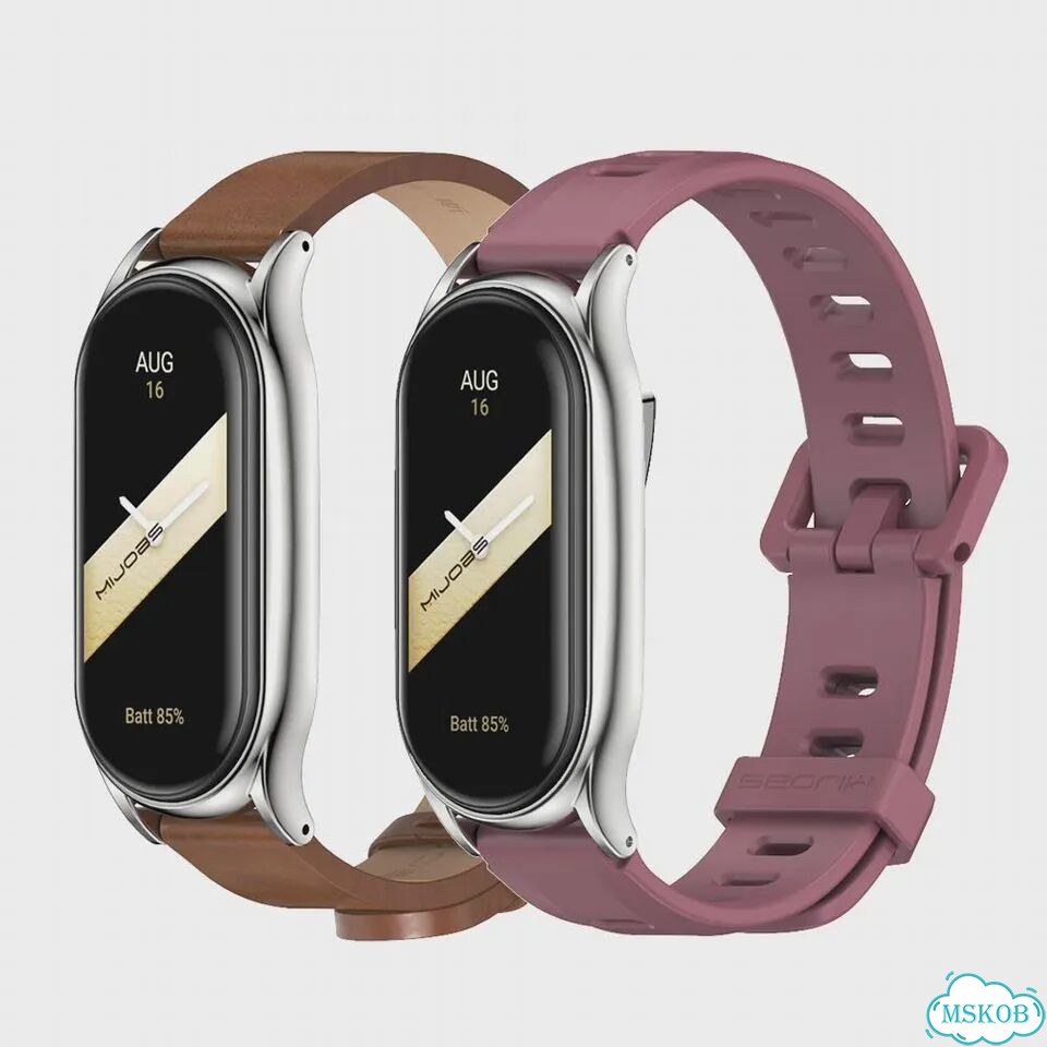 Ремешок для Mi Band 10 9 8 7 6 5 mijobs For Mi Band 8, CS Black Silver фото 5