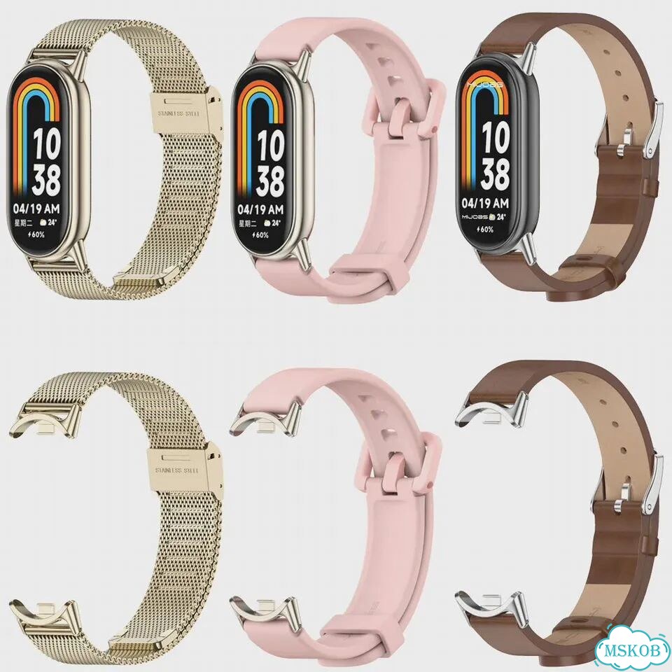 Ремешок для Mi Band 10 9 8 7 6 5 mijobs For Mi Band 8, CS Black Silver фото 6