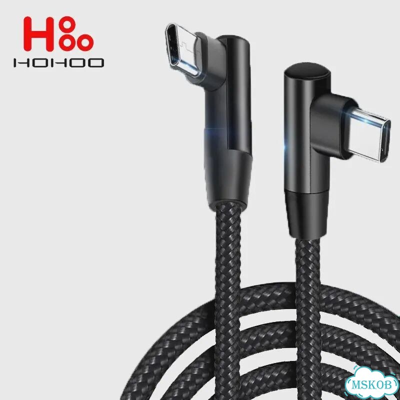 120 Вт PD USB C to Type C Кабель быстрого зарядного устройства для Huawei 2 м, Double bend USB-C фото 2