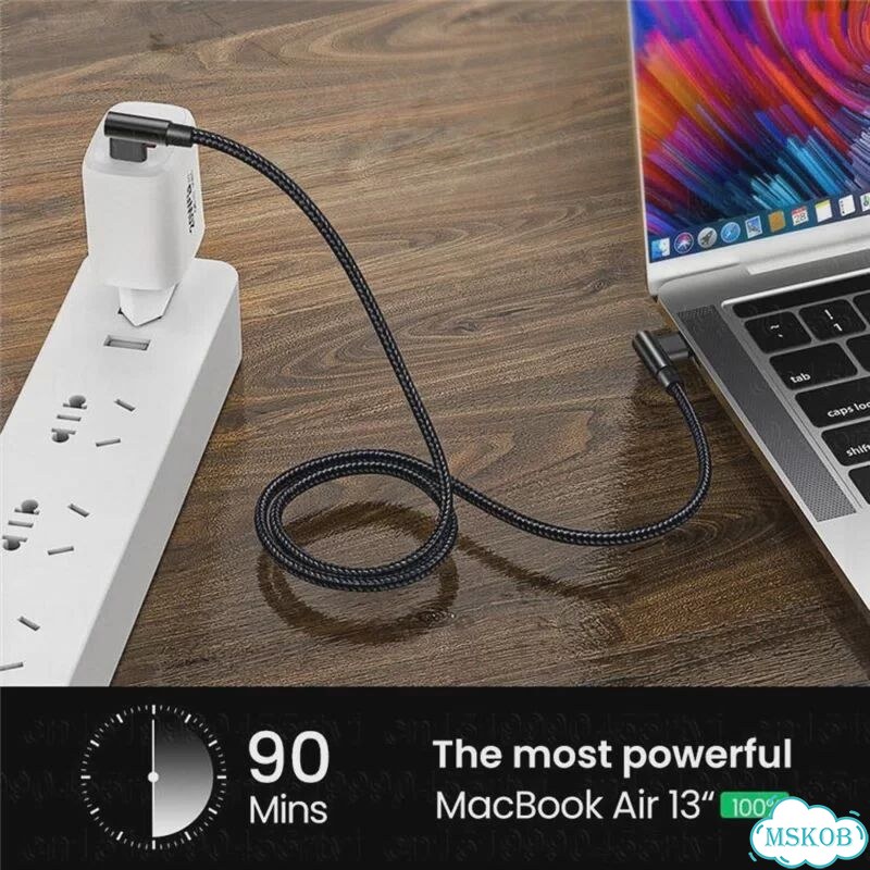 120 Вт PD USB C to Type C Кабель быстрого зарядного устройства для Huawei 2 м, Double bend USB-C фото 6