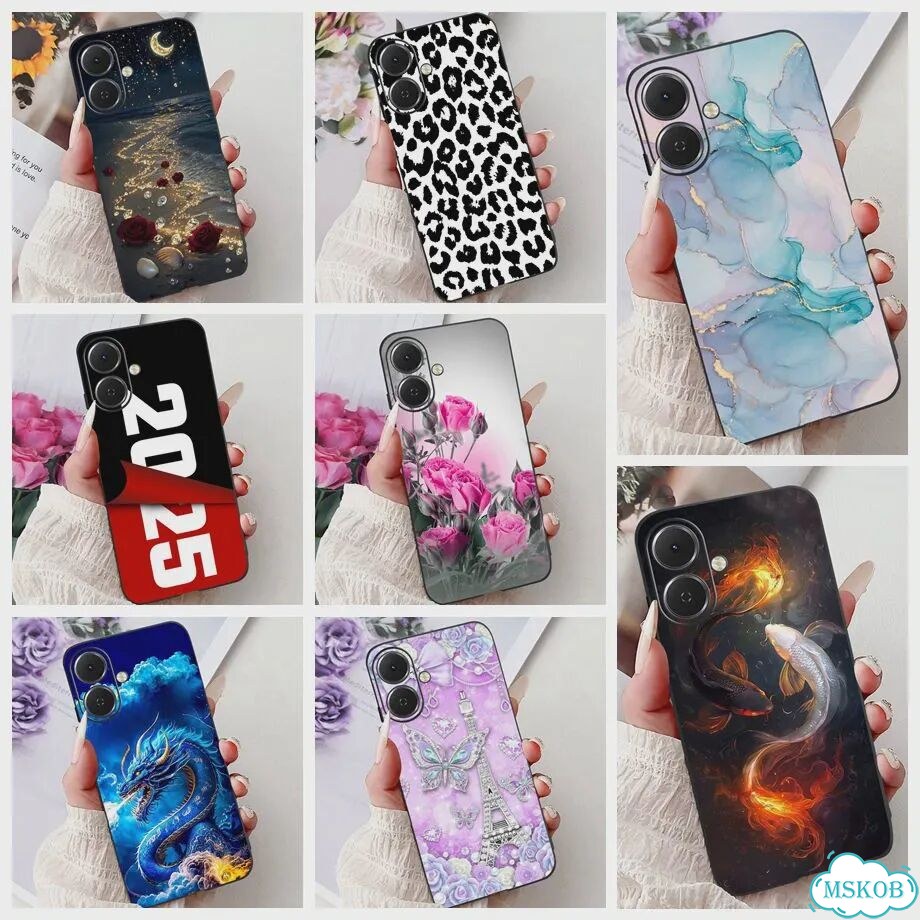 Чехол для Tecno Spark GO 2 GO2 KM4 Dragon Marble Flower Butterfly Koifish, чехол Розовый, TPU-995 фото 2