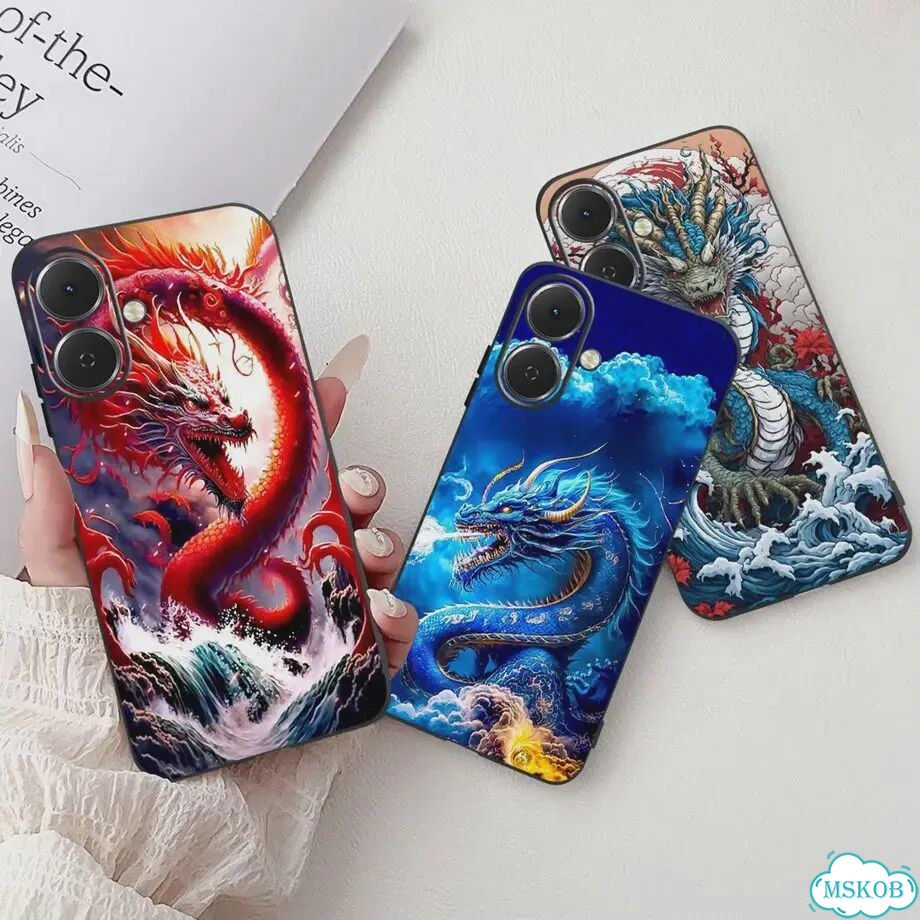 Чехол для Tecno Spark GO 2 GO2 KM4 Dragon Marble Flower Butterfly Koifish, чехол Розовый, TPU-995 фото 5