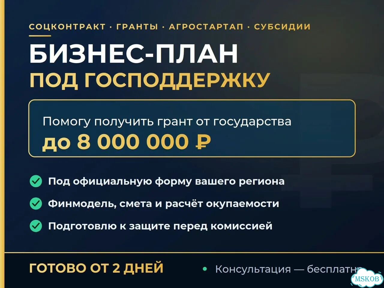 Бизнес-план на соцконтракт, гранты, субсидии фото 1