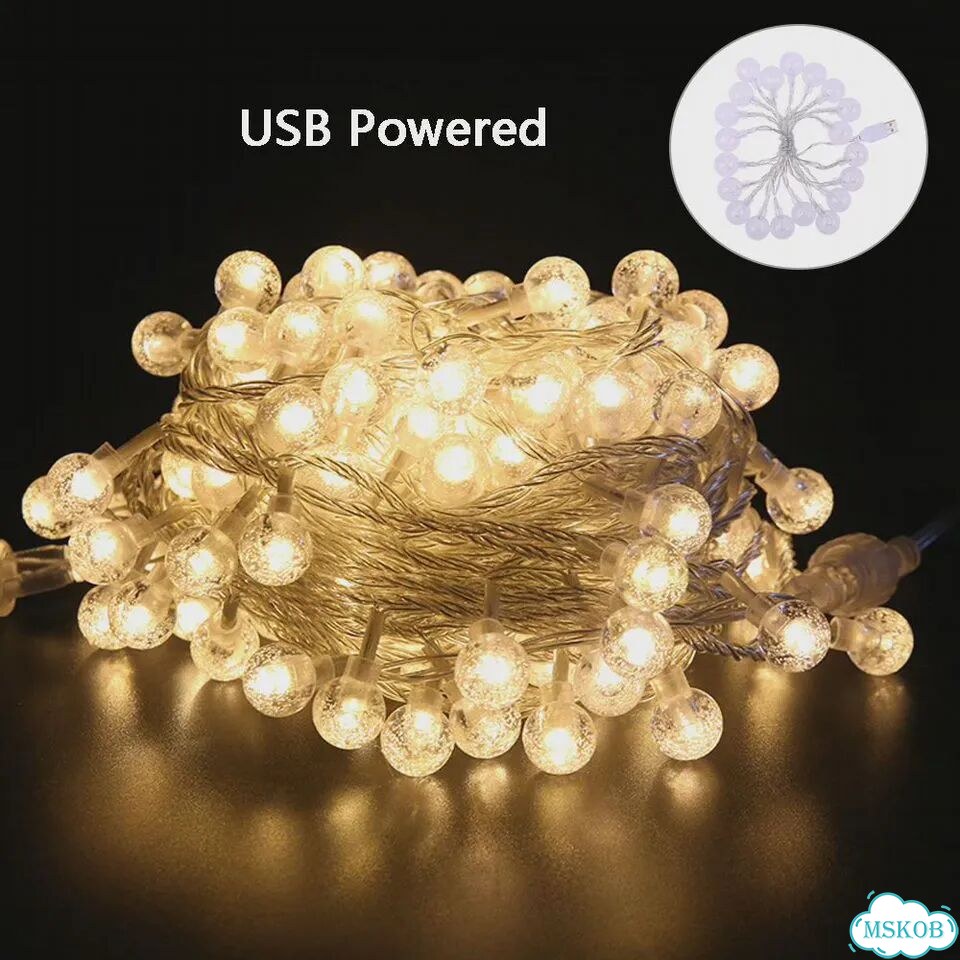 USB гирлянда светодиодная хрустальная, 3м, Warm white фото 1