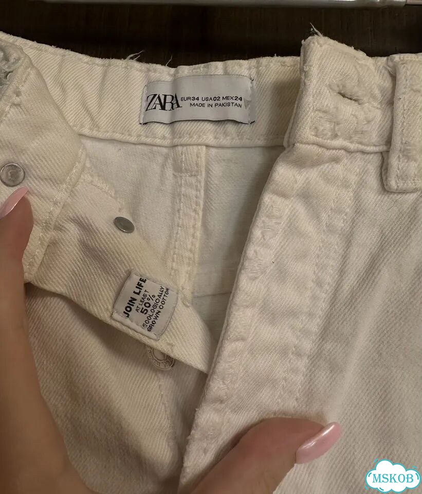 Джинсовые шорты zara белые фото 3