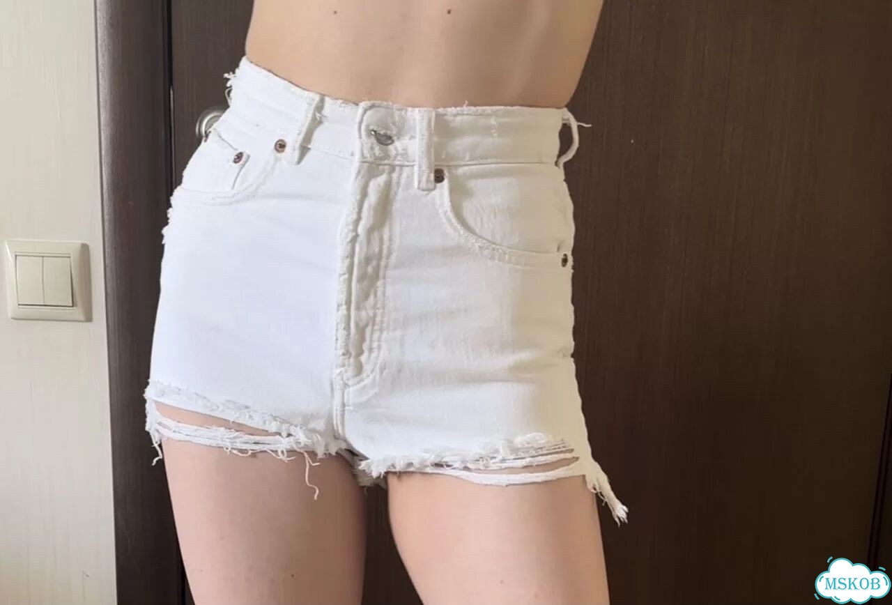 Джинсовые шорты zara белые фото 5