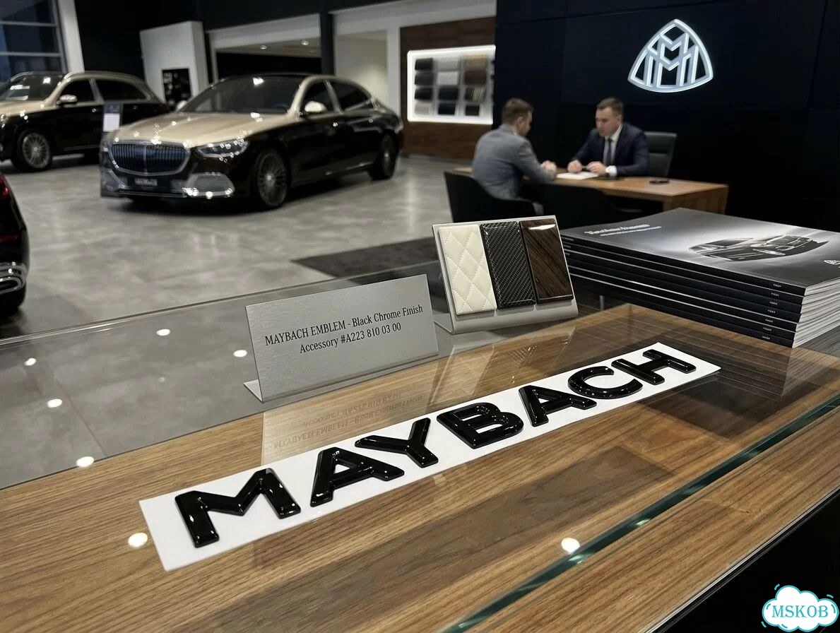 Надпись Maybach черная на багажник Mercedes фото 1