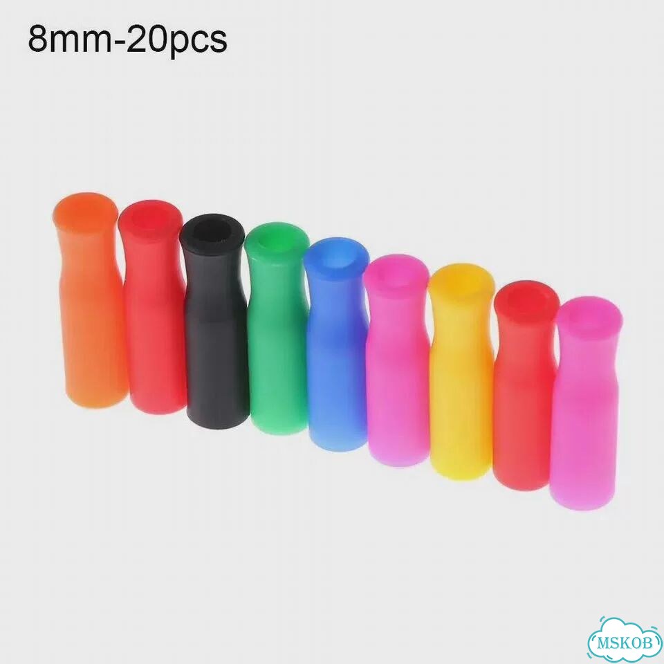 Силиконовые колпачки для трубочек, 8mm-20pcs, цветные фото 1