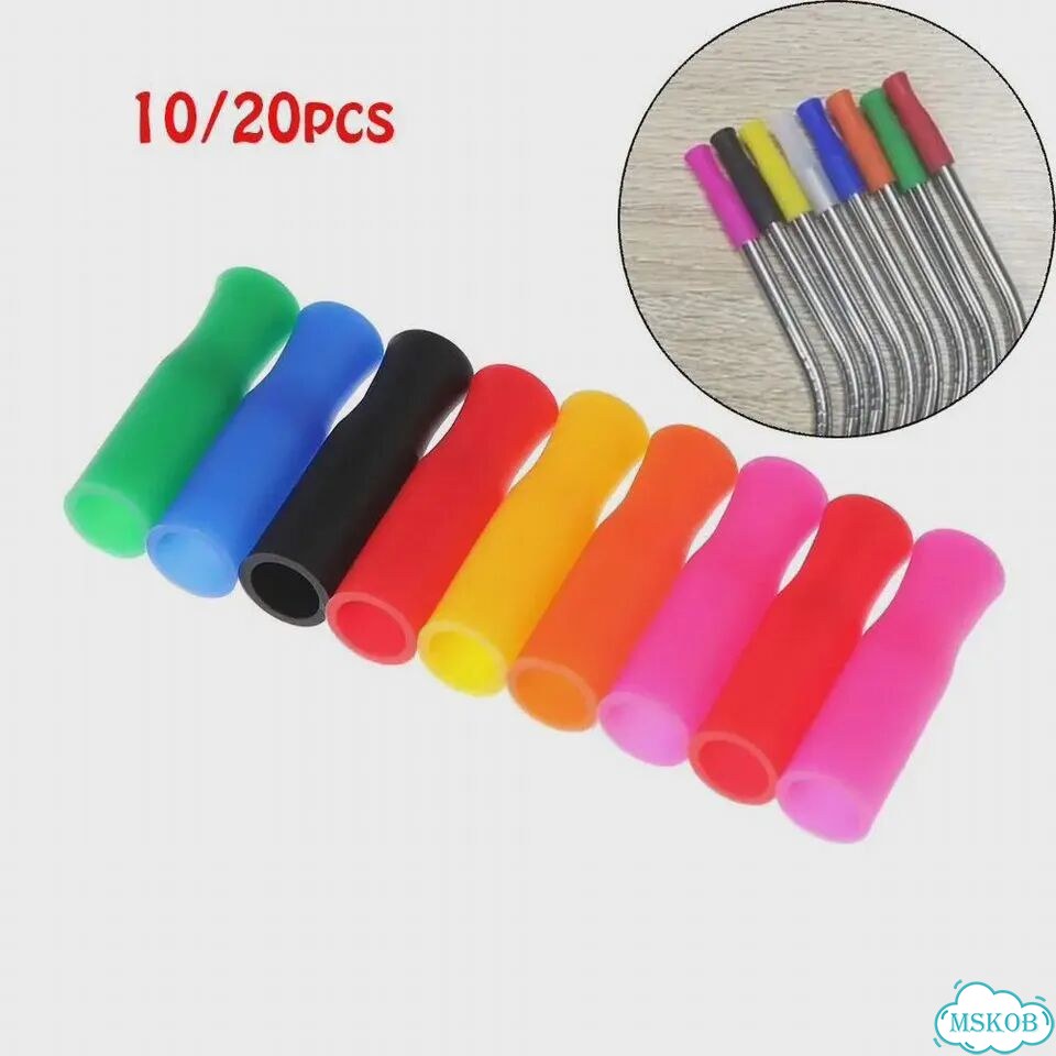 Силиконовые колпачки для трубочек, 8mm-20pcs, цветные фото 2