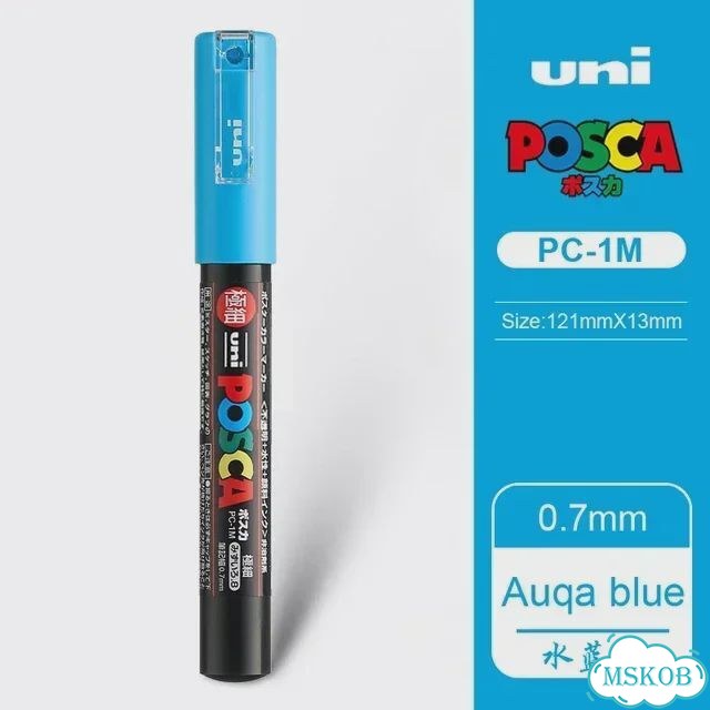 Uni posca PC-1M маркер, Синий, 0.7 мм, 1M-8 фото 1