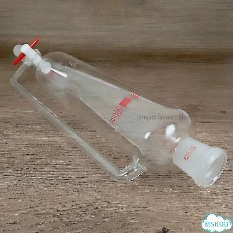 Лабораторная разделительная воронка стеклянная 10-1000 мл 50ml 19x19 фото 2