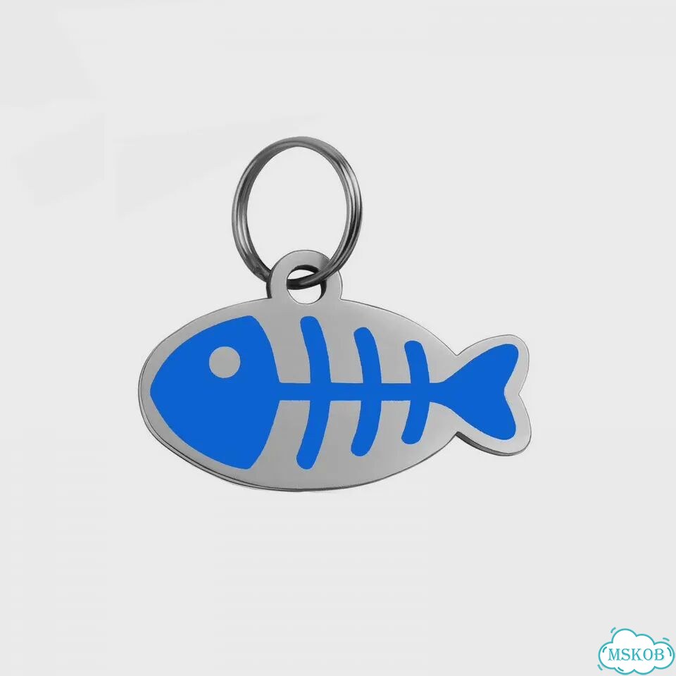 Металлическая именная бирка для собаки или кошки Синий, Blue фото 1
