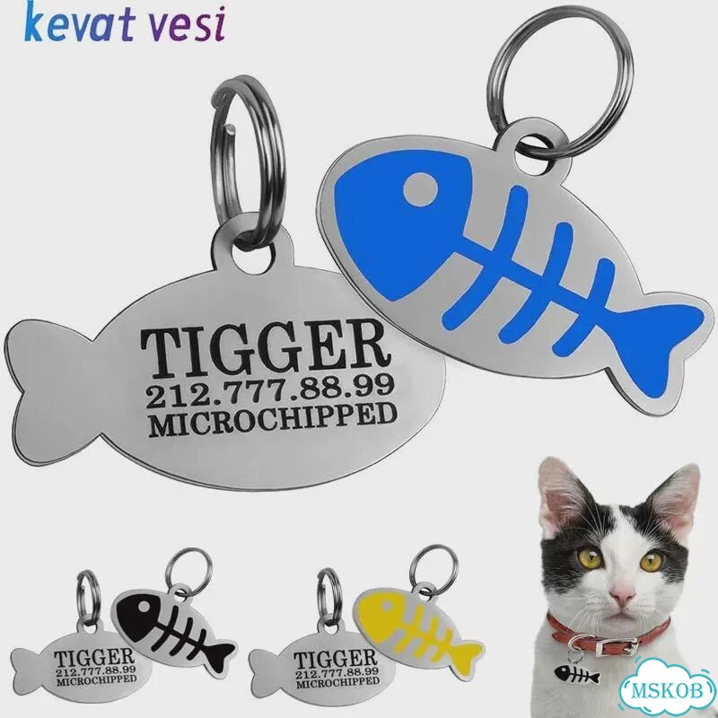 Металлическая именная бирка для собаки или кошки Синий, Blue фото 2