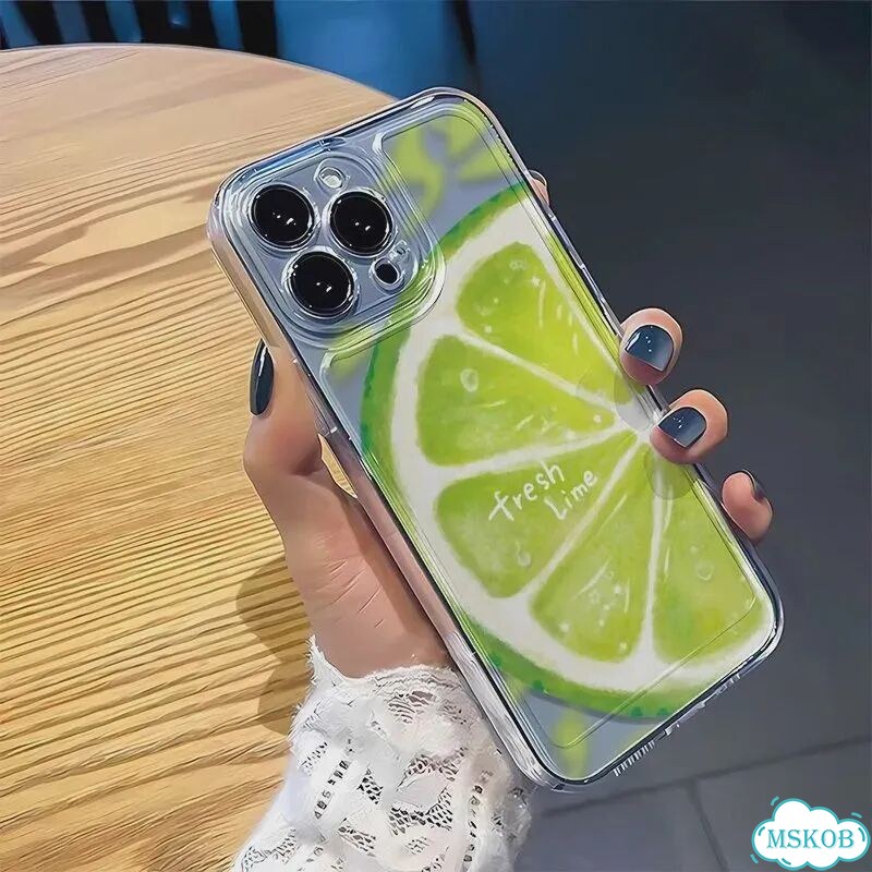 Летний прозрачный чехол с большим ломтиком лайма для iPhone 16, 15, Зеленый, Style 1, For iPhone 17 фото 1