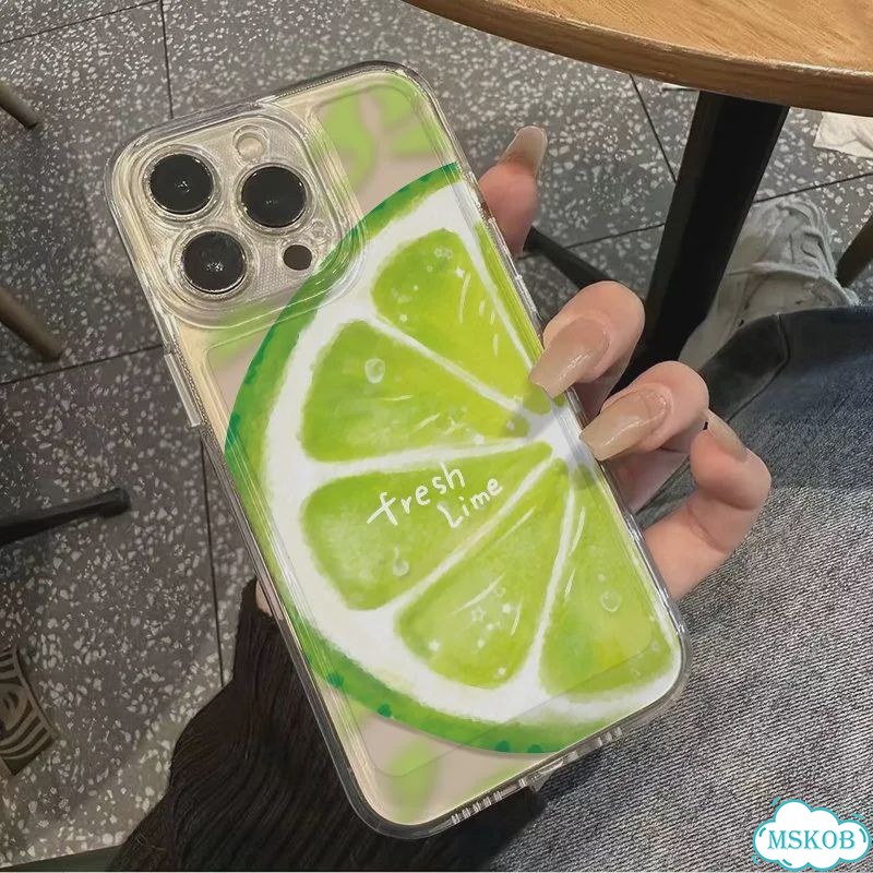 Летний прозрачный чехол с большим ломтиком лайма для iPhone 16, 15, Зеленый, Style 1, For iPhone 17 фото 2