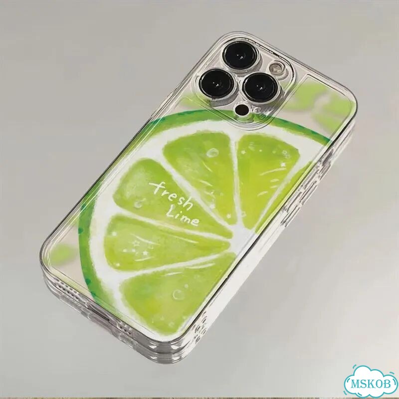 Летний прозрачный чехол с большим ломтиком лайма для iPhone 16, 15, Зеленый, Style 1, For iPhone 17 фото 5