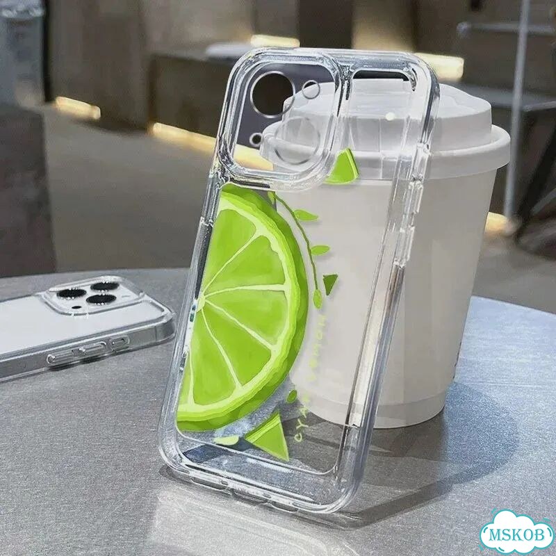 Летний прозрачный чехол с большим ломтиком лайма для iPhone 16, 15, Зеленый, Style 1, For iPhone 17 фото 6