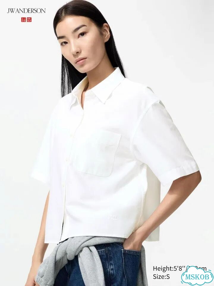 Рубашка Uniqlo укороченная фото 1