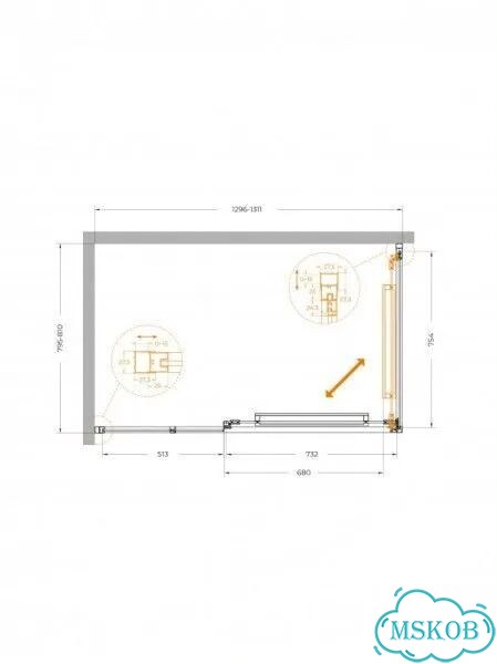 Душевой уголок Cezares LUX-AH-FS-11 LUX-AH-FS-11-110/80-C-CR высота 1950 мм тип открывания складная фото 2