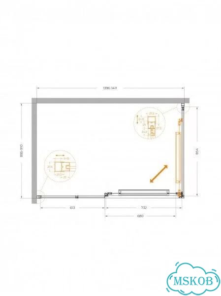 Душевой уголок Cezares LUX-AH-FS-11 LUX-AH-FS-11-110/80-C-CR высота 1950 мм тип открывания складная фото 6