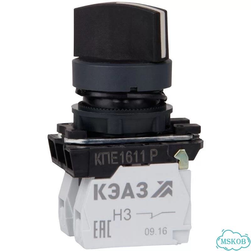 Переключатель кпе1611Р 1но+1нз ручка фикс 2поз IP фото 1
