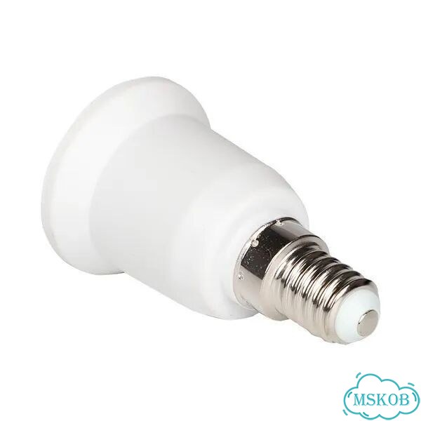 Переходник E14-E27 бел. EKF AD-E14-E27-w фото 2