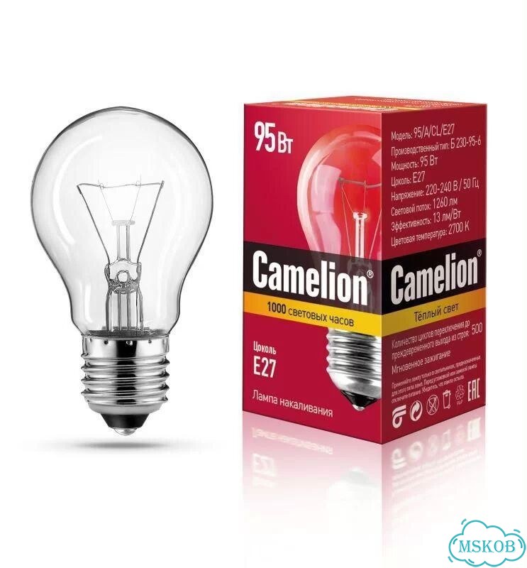 Лампа накаливания A CL 95Вт E27 220-240В Camelion фото 1
