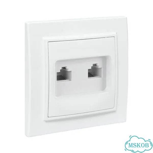 Розетка компьютерная 2-м сп Минск RJ45 бел. EKF E фото 1