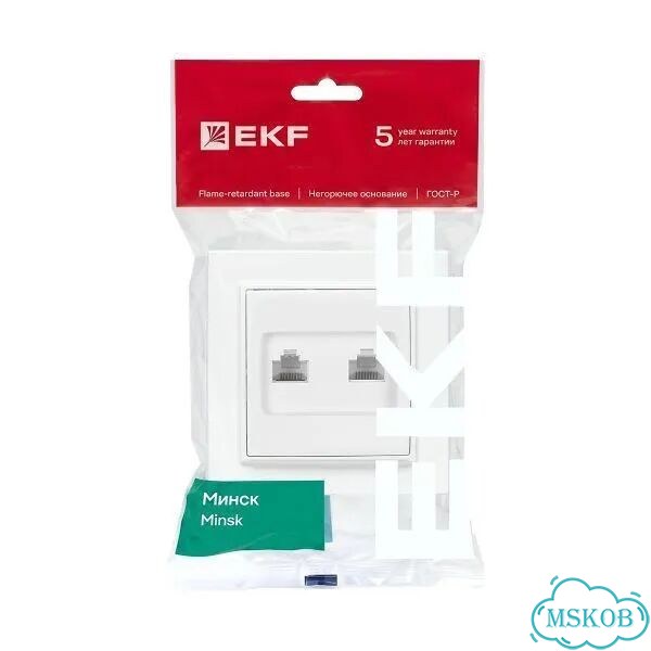 Розетка компьютерная 2-м сп Минск RJ45 бел. EKF E фото 8