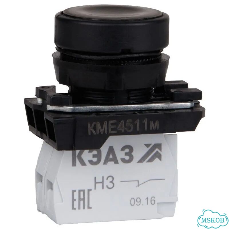 Кнопка кме 4511м 1но+1нз цилиндр IP54 черн. КЭАЗ фото 1