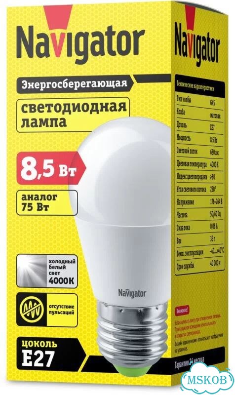 Лампа светодиодная 61 337 NLL-G45-8.5-230-4K-E27 фото 2