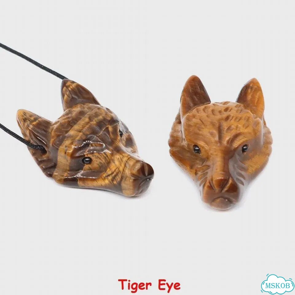 Натуральные кристаллы подвески волк Аметист 1.5 дюйма 5PCS, Tiger Eye фото 1
